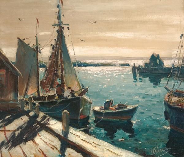 Sunlight On The Docks Oil Painting by Anthony Thieme