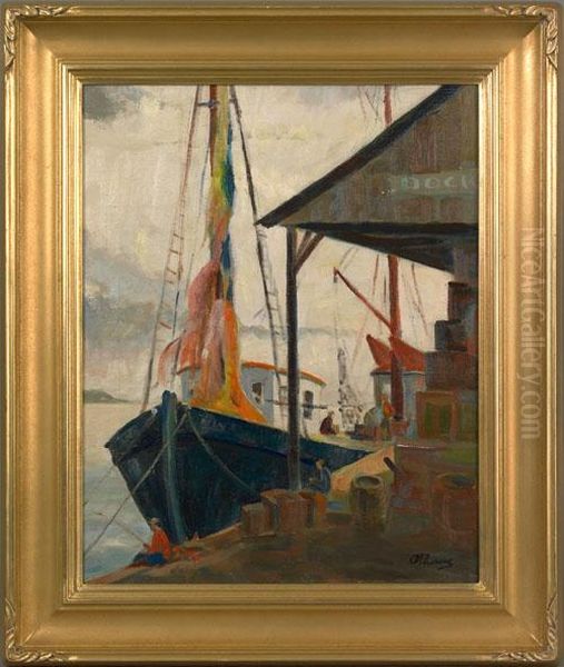 Fishing Boats At Gloucester Oil Painting by Anthony Thieme