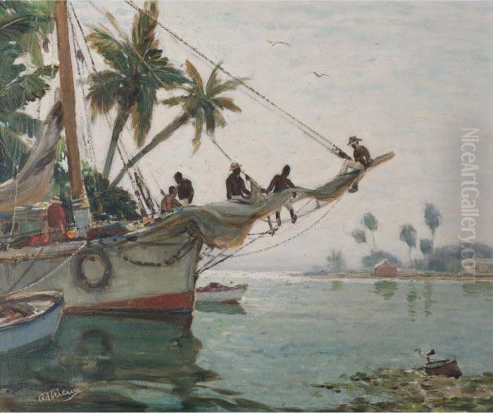 Nassau Boats Oil Painting by Anthony Thieme