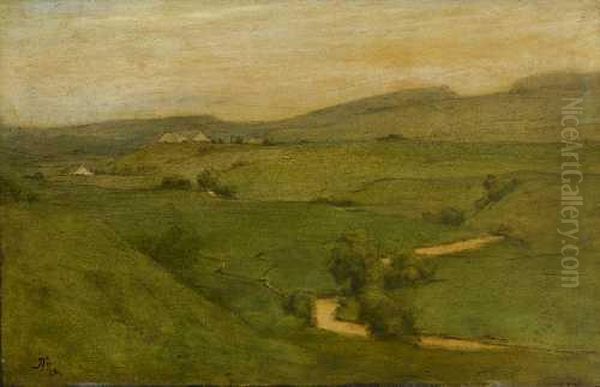 Hugelige Landschaft Mit Bachlauf Oil Painting by Hans Thoma