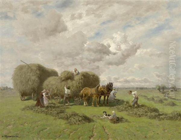 Hay Harvest Oil Painting by Desire Tomassin