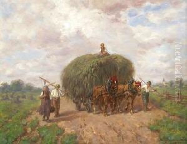 Bauern Auf Dem Heimweg Von Der
 Heuernte. Oil Painting by Desire Tomassin