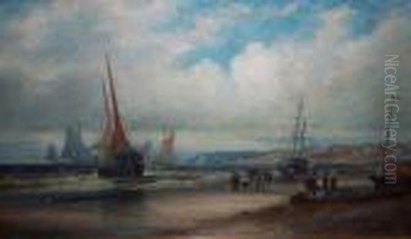 Fishing Boats Returning Home Oil Painting by William A. Thornley or Thornbery