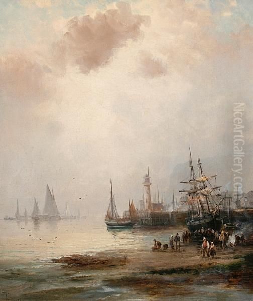 Low Tide Oil Painting by William A. Thornley or Thornbery