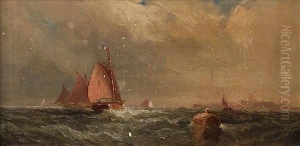 Vessels Off Thecoast Oil Painting by William A. Thornley or Thornbery