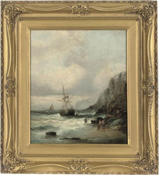 Wreck On The Yorkshire Coast Oil Painting by William A. Thornley or Thornbery