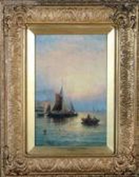 Sunrise, Fishing Boats Of Hastings Oil Painting by William A. Thornley or Thornbery
