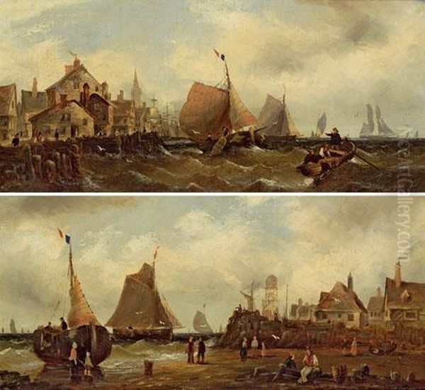 Pendants Seestucke Oil Painting by William A. Thornley or Thornbery