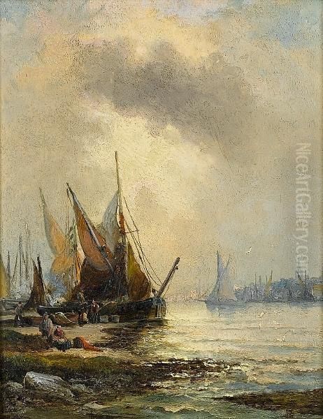 Low Tide Oil Painting by William A. Thornley or Thornbery