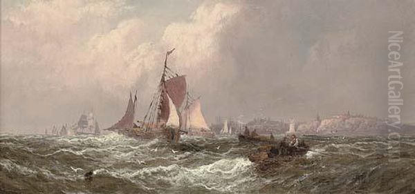 A Fresh Breeze Off Scarborough Oil Painting by William A. Thornley or Thornbery