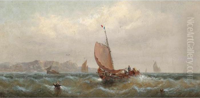 Sailing Off The Cliffs Oil Painting by William A. Thornley or Thornbery
