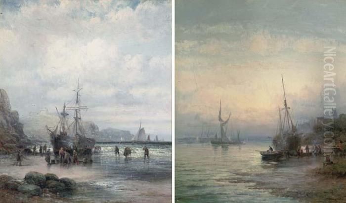 Low Tide, Mouth Of The Medway; And After A Gale (bothillustrated) Oil Painting by William A. Thornley or Thornbery