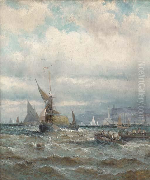 A Fresh Breeze Off Margate Oil Painting by William A. Thornley or Thornbery