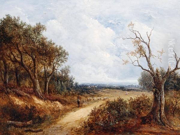 Driving Sheep Oil Painting by Joseph Thors