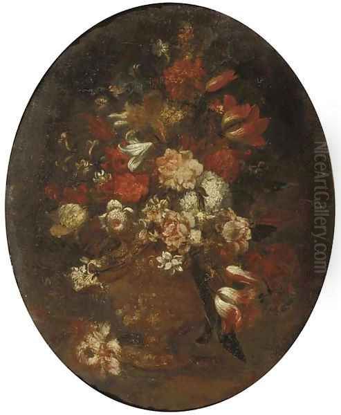 Mixed flowers in a vase Oil Painting by Andrea Scacciati I