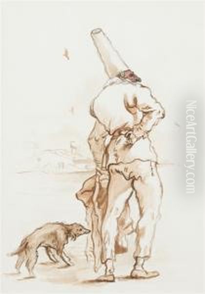 Man With Dog Oil Painting by Giovanni Battista Tiepolo