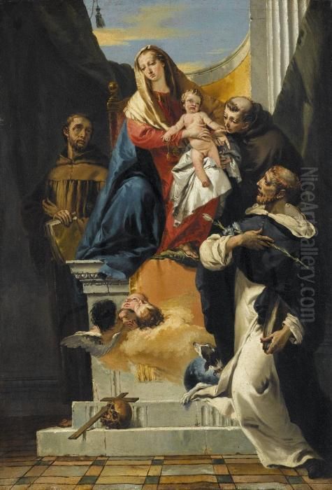 Madonna And Child With Saints 
Anthony Of Padua Francis Of Assisi And Louis Of 
Toulouse Oil Painting by Giovanni Battista Tiepolo