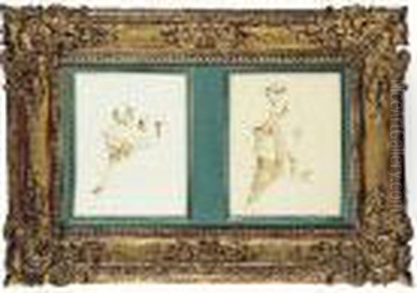 Deux Etudes De Personnages : Oil Painting by Giovanni Battista Tiepolo