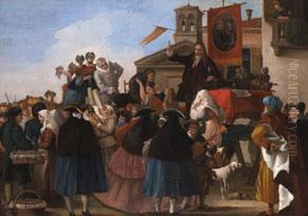 Der Zahnzieher Beim Jahrmarkt Oil Painting by Giovanni Domenico Tiepolo