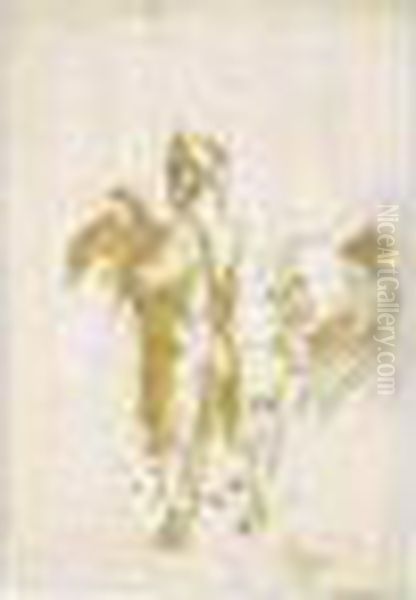 Study Of An Oriental Man Holding
 An Eagle, And A Separate Study Of His Head And His Left Leg Oil Painting by Giovanni Domenico Tiepolo