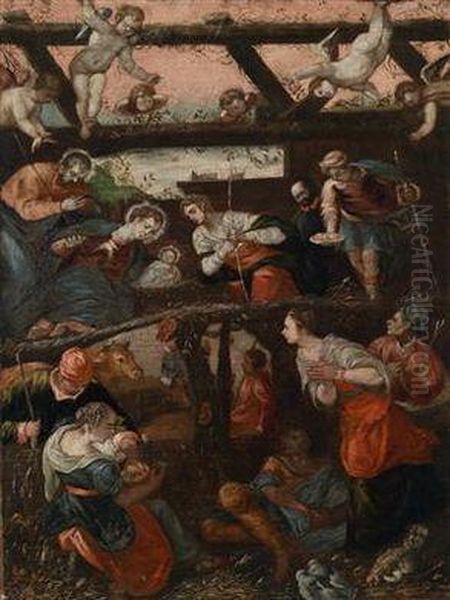 Die Geburt Christi Oil Painting by Jacopo Tintoretto (Robusti)