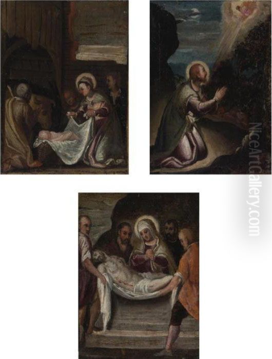 The Adoration Of The Magi, 
Christ Praying In The Desert, Thelamentation: A Set Of Three Paintings Oil Painting by Jacopo Tintoretto (Robusti)