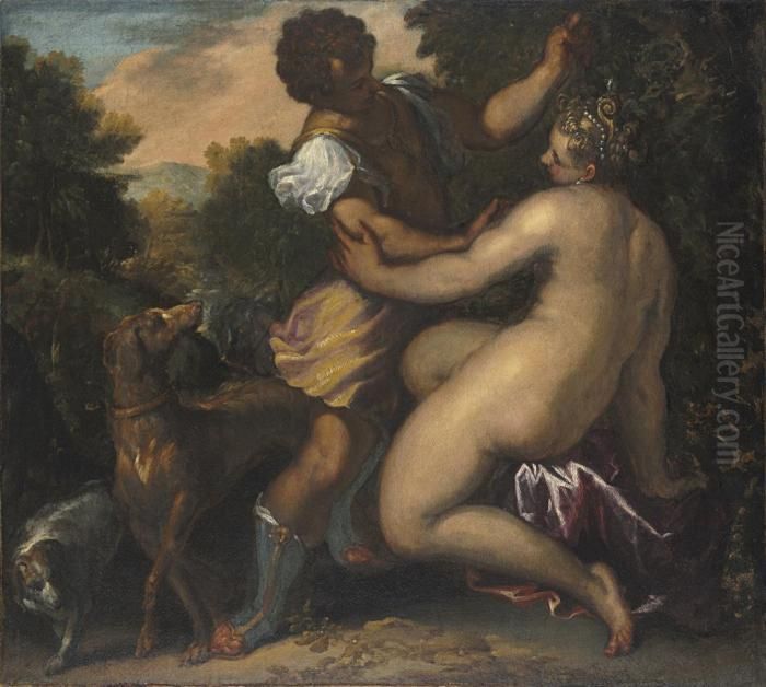 Venus And Adonis Oil Painting by Jacopo Tintoretto (Robusti)