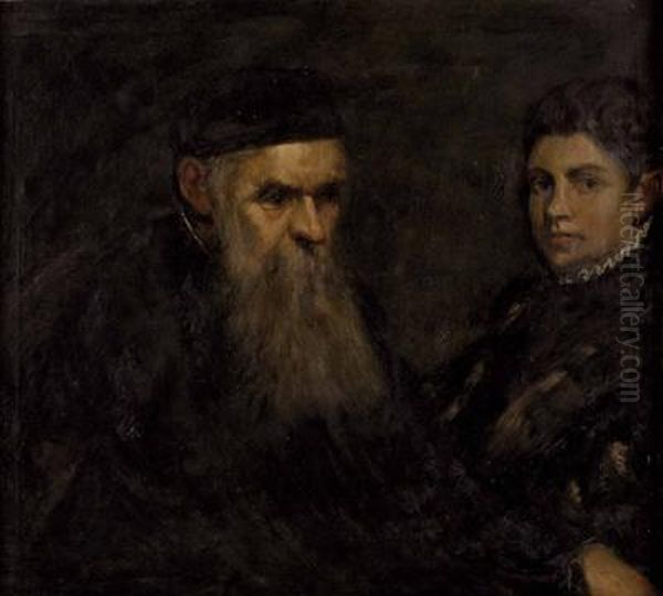 Bildnis Eines Alten Mannes Mit Einem Knaben Oil Painting by Jacopo Tintoretto (Robusti)