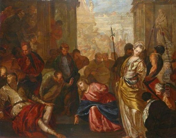 Christ And The Woman Taken In Adultery Oil Painting by Jacopo Tintoretto (Robusti)
