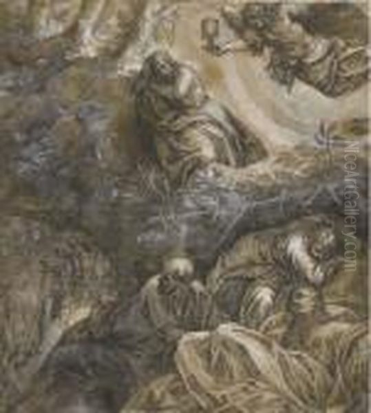 Christ In The Garden Of Gethsemane Oil Painting by Jacopo Tintoretto (Robusti)
