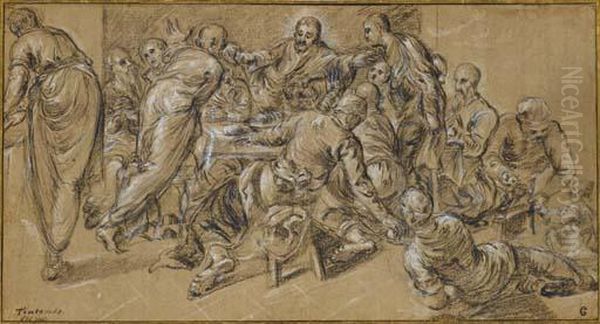 La Cene Oil Painting by Jacopo Tintoretto (Robusti)