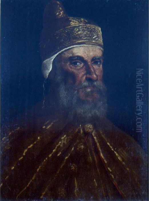 Portrait Of A Doge, Probably Doge Girolamo Priuli Oil Painting by Jacopo Tintoretto (Robusti)