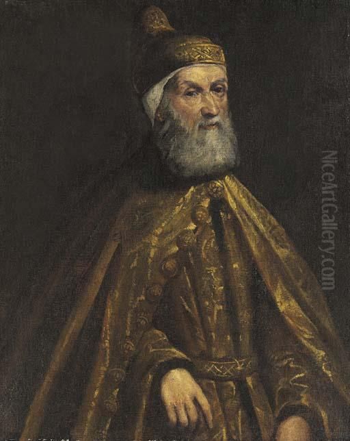 Portrait Of The Doge Girolamo Priuli, Half-length Oil Painting by Jacopo Tintoretto (Robusti)