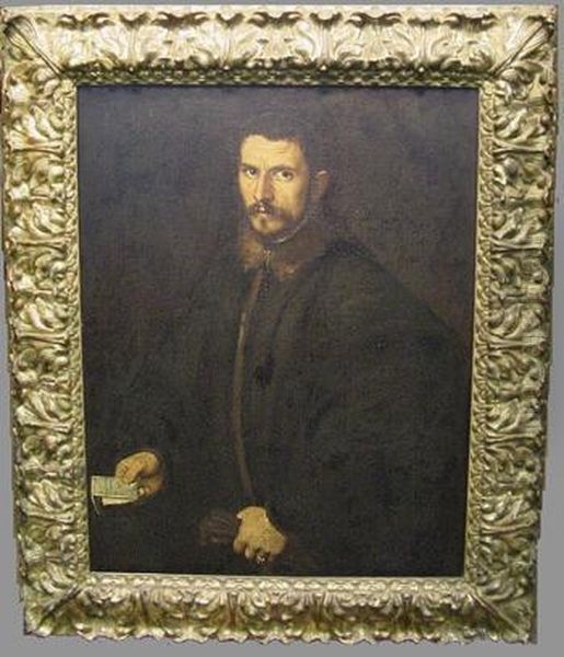 Portrait Of A Gentleman Holding A Note With Geometrical Writing Oil Painting by Jacopo Tintoretto (Robusti)