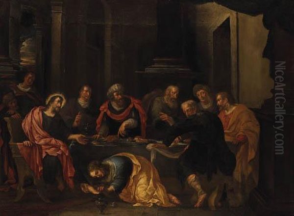 Christ In The House Of Simon The Pharisee Oil Painting by Jacopo Tintoretto (Robusti)