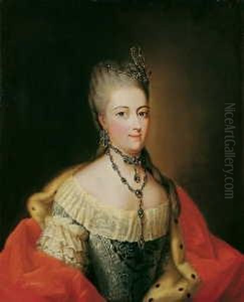 Bildnis Der Landgrafin Maria Von
 Hessen-kassel, Prinzessin Von Grosbritannien Und Irland (1723-1772). Ol
 Auf Leinwand (doubliert). H 80; B 66 Cm. Provenienz: Privatsammlung, 
Kassel. Landgrafin Maria War Die Tochter Des Englischen Konigs Georg Ii.
  Oil Painting by Johann Heinrich The Elder Tischbein