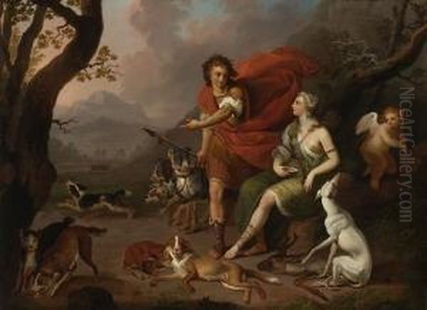 Meleager Und Atalante Auf Der
 Kalydonischen Eberjagd Oil Painting by Johann Heinrich The Elder Tischbein