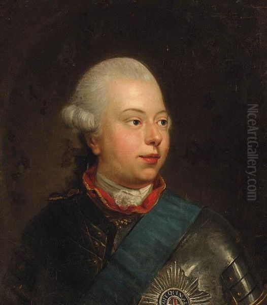 Portrait Of William V, Prince Of
 Orange, Bust-length, In Armour, Ablue Sash And And A Garter Star Oil Painting by Johann Heinrich The Elder Tischbein