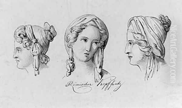 Three ideal heads Oil Painting by Friedrich Wilhelm von Schadow