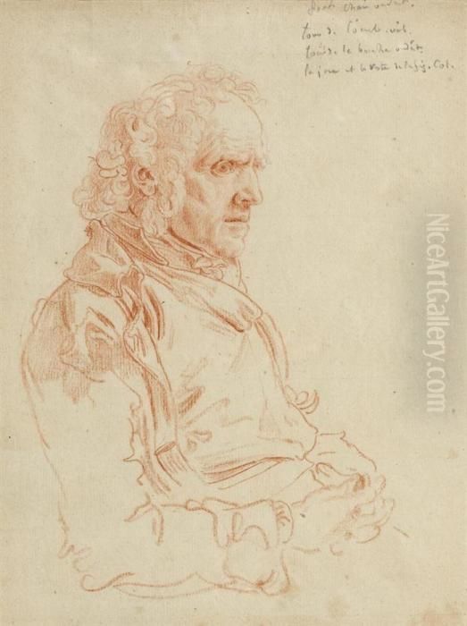 Study For A Male Portrait. 
Drawing In Red Chalk. Old Frenchinscription In Pencil(indistinct) On 
Upper Right. Verso: Oldattribution To A.w.toepffer And Old Inscription: 
Edmond Bardeheritage De Mere, On Back. Oil Painting by Wolfgang-Adam Toepffer