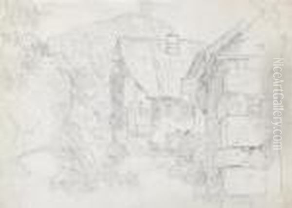 Etude D'un Coin De Village Savoyard Oil Painting by Wolfgang-Adam Toepffer