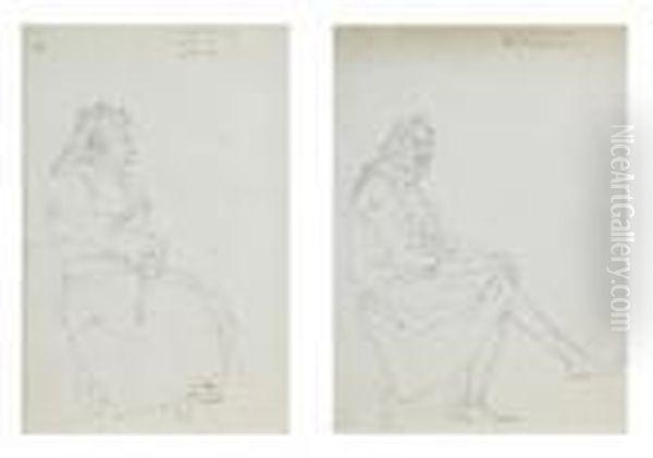 Sammelnummer Von Zwei Werken: 
'portrait D'un Homme Du Cercle Des Mignons' Und 'portrait De Jean-louis 
Jannin' Oil Painting by Wolfgang-Adam Toepffer