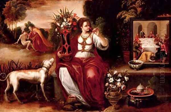 An allegory of the sense of smell Oil Painting by Juan De Arellano