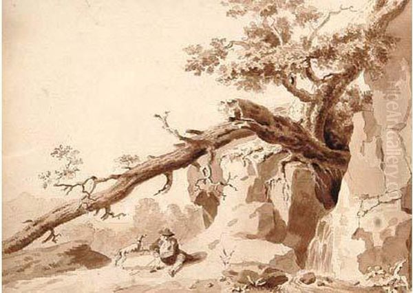 Le Repos Du Patre Aux Environs De Leysin Oil Painting by Wolfgang-Adam Toepffer