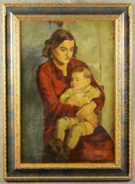 ''donna Con 
Bambino''. Oil Painting by Ludovico Tommasi