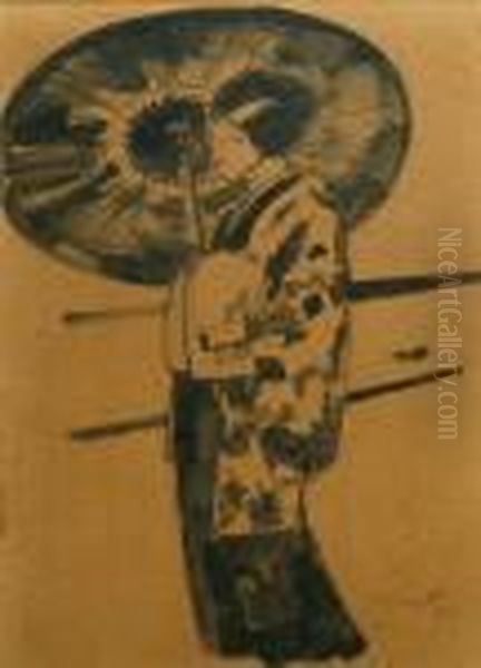 Japoneza Oil Painting by Nicolae Tonitza