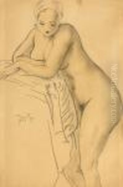 Odalisk Oil Painting by Nicolae Tonitza