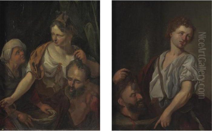 Judith With The Head Of 
Holofernes And David With The Head Of Goliath: A Pair Of Paintings Oil Painting by Jacob Van Toorenvliet