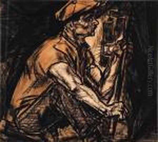 Untitled - The Mine Worker Oil Painting by Jan Toorop