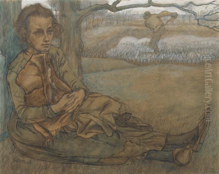 Resting Woman With Child Oil Painting by Jan Toorop